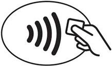 black and white logo showing mobile pay action